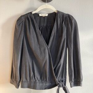 Madewell Gray Wrap Top